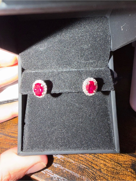 Jewelry - Ruby Red and Diamond Stud Earrings
